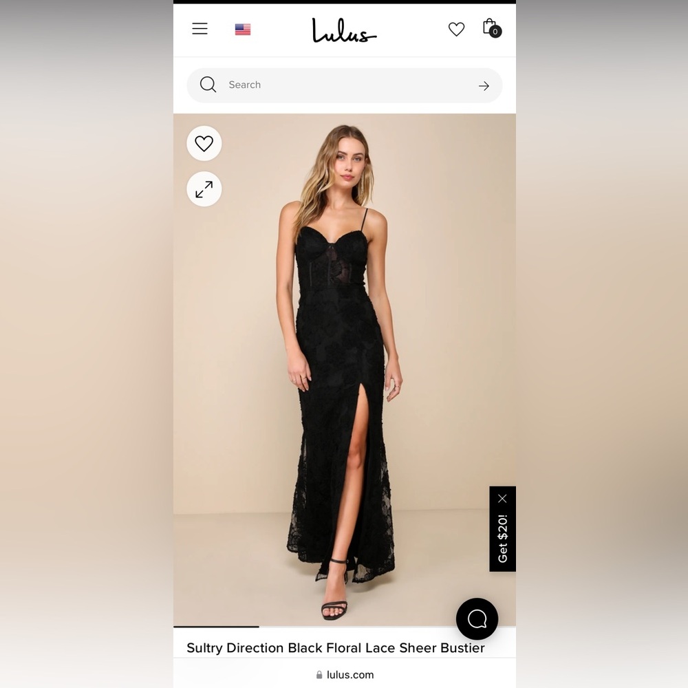 NWT Lulus Sultry Direction Black Floral Lace Sheer Bustier Dress - size small